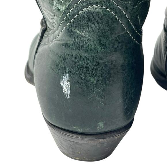 Vintage Code West Green Leather Pointed Toe Mid Calf Western Cowboy Boots Sz 5.5 - Picture 6 of 9